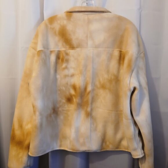 New Fleece Full Zip up Jacket women Plus 1X Tan Die collared w/ Pockets Trucker - Picture 8 of 10